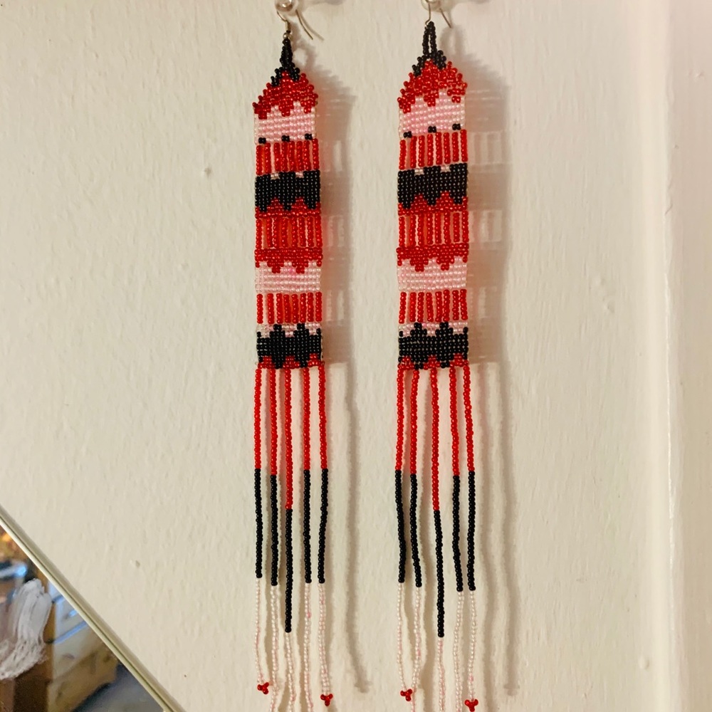 Seed bead earrings hand made! So beautiful & long!